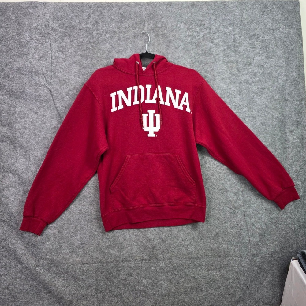 Jerzees Indiana University Hoosiers Hoodie Crimson Red IU Logo Sweatshirt Small